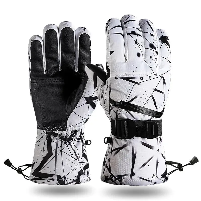 1pair Unisex Geometric Pattern Snowboard Ski Gloves