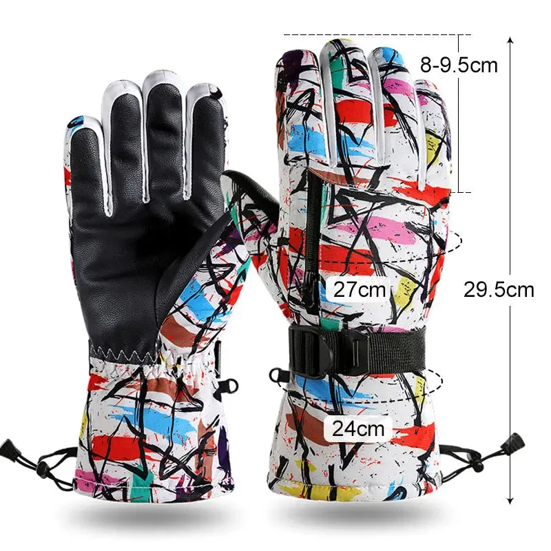 1pair Unisex Geometric Pattern Snowboard Ski Gloves