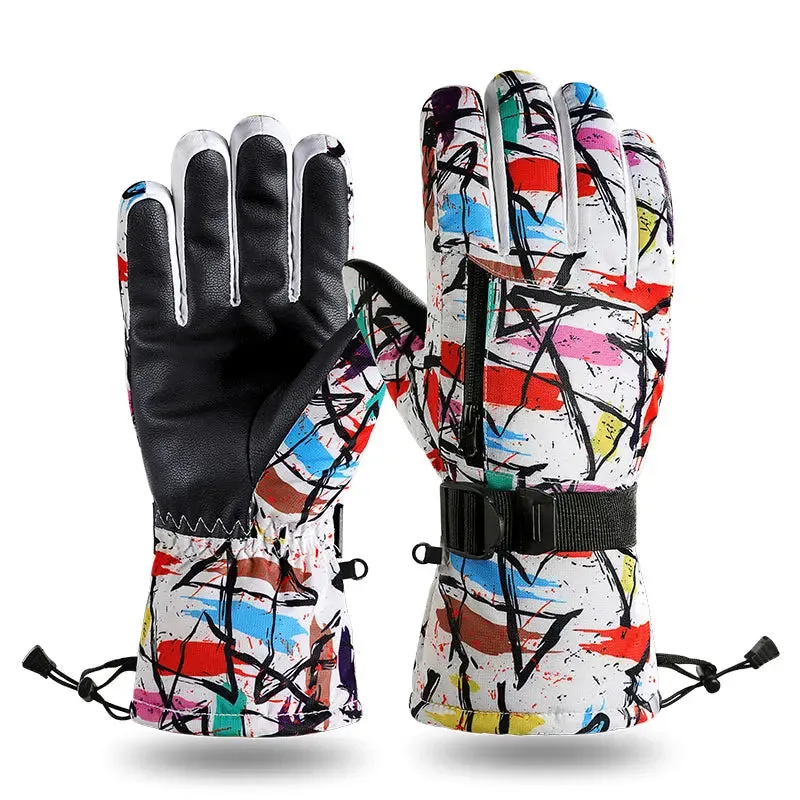 1pair Unisex Geometric Pattern Snowboard Ski Gloves