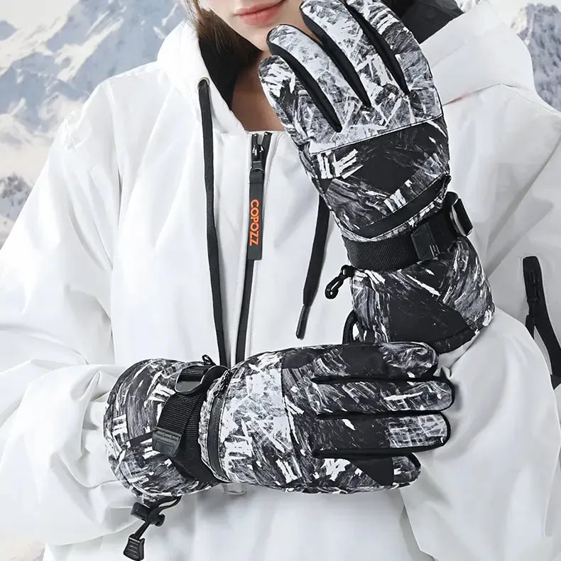 1pair Unisex Geometric Pattern Snowboard Ski Gloves