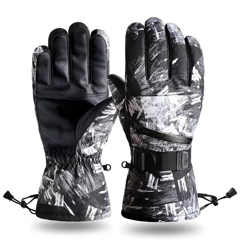 1pair Unisex Geometric Pattern Snowboard Ski Gloves