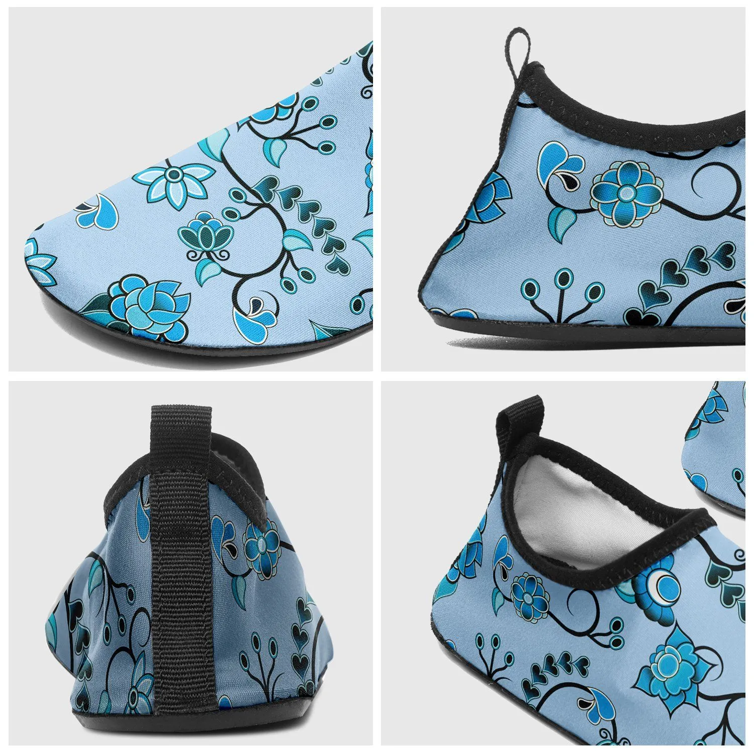 Blue Floral Amour Sockamoccs Slip On Shoes