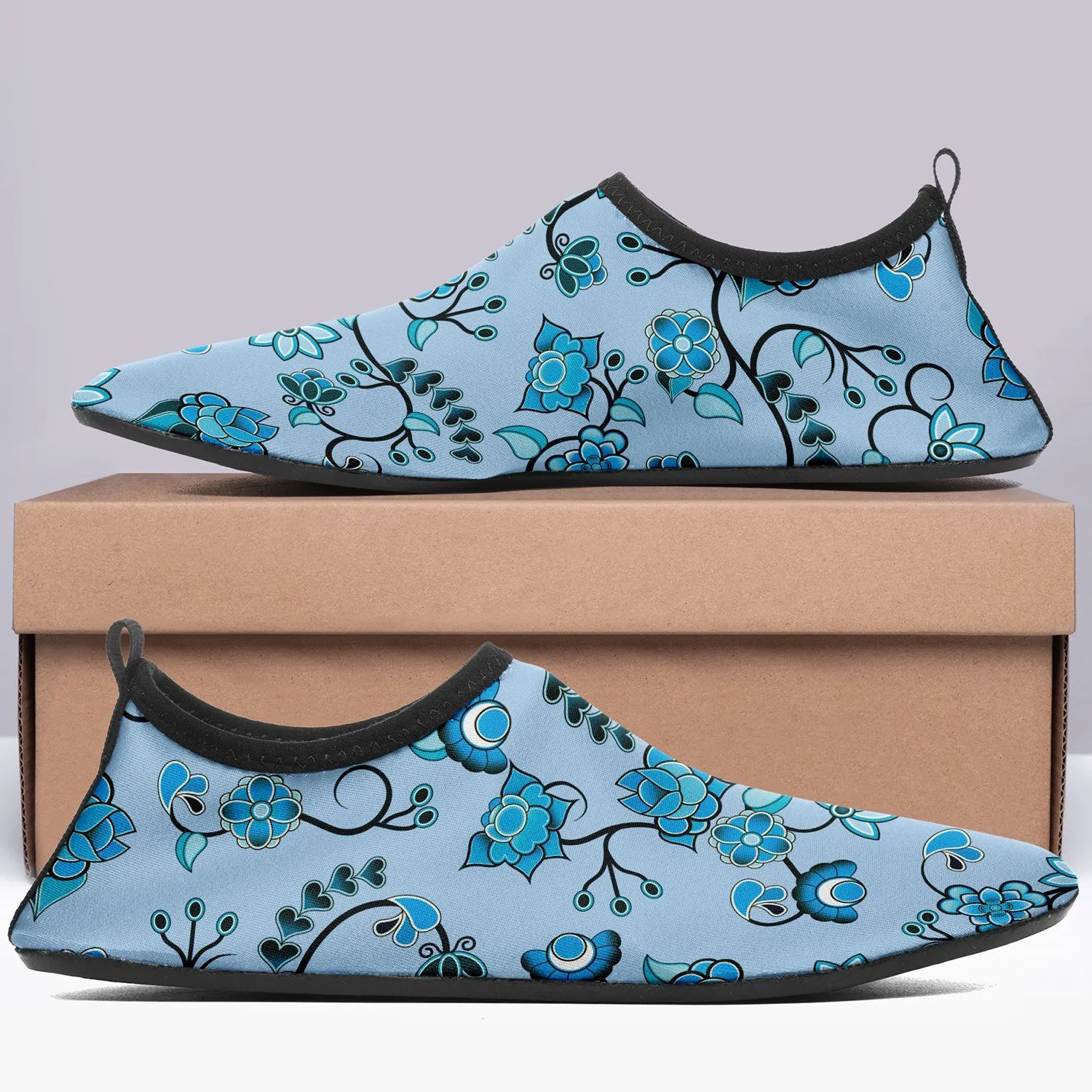 Blue Floral Amour Sockamoccs Slip On Shoes
