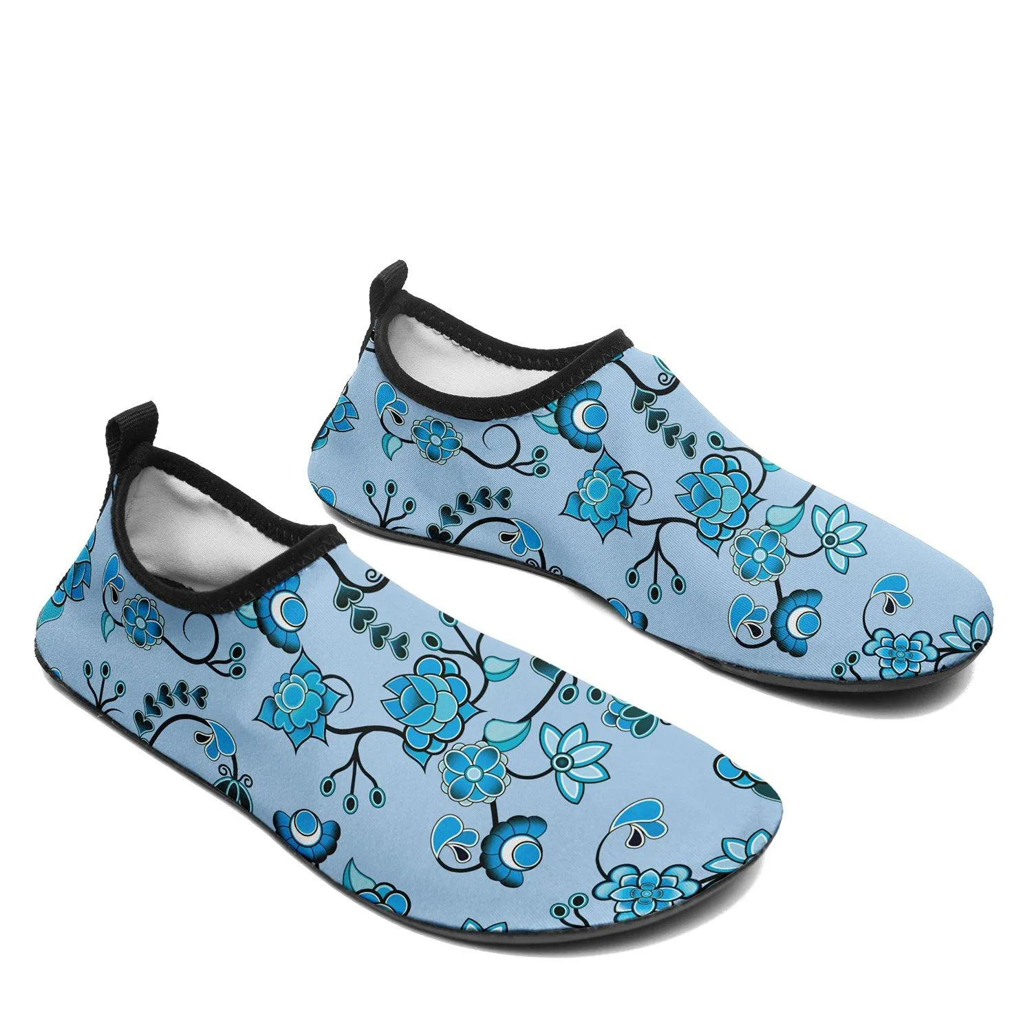 Blue Floral Amour Sockamoccs Slip On Shoes