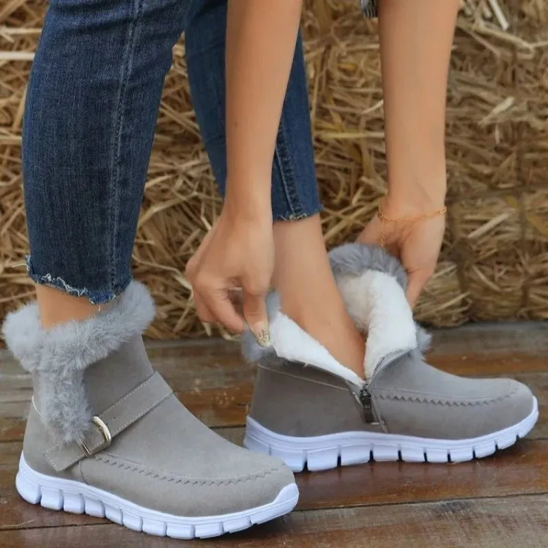 Chic Snow Boots: Warm Ankle Shoes with Buckle Design