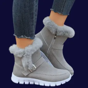 Chic Snow Boots: Warm Ankle Shoes with Buckle Design