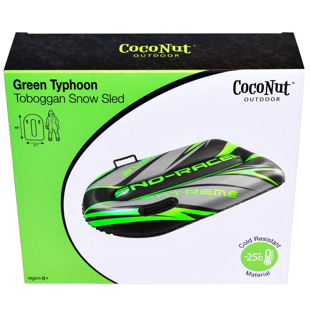 CocoNut Outdoor Green Typhoon Inflatable Toboggan Snow Sled - 48x31"
