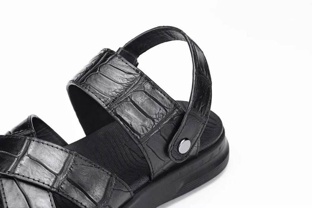 Crocodile Shoes Crocodile Leather Sandals Outdoor Beach Shoes Crocodile Leather Flip Flops Non-slip Slides