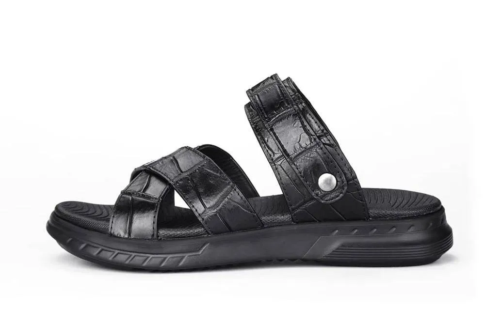 Crocodile Shoes Crocodile Leather Sandals Outdoor Beach Shoes Crocodile Leather Flip Flops Non-slip Slides