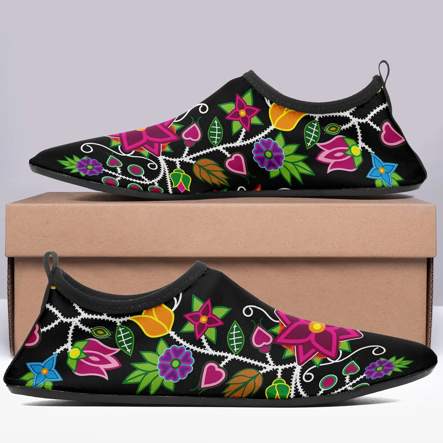 Floral Beadwork - 01 Sockamoccs Slip On Shoes
