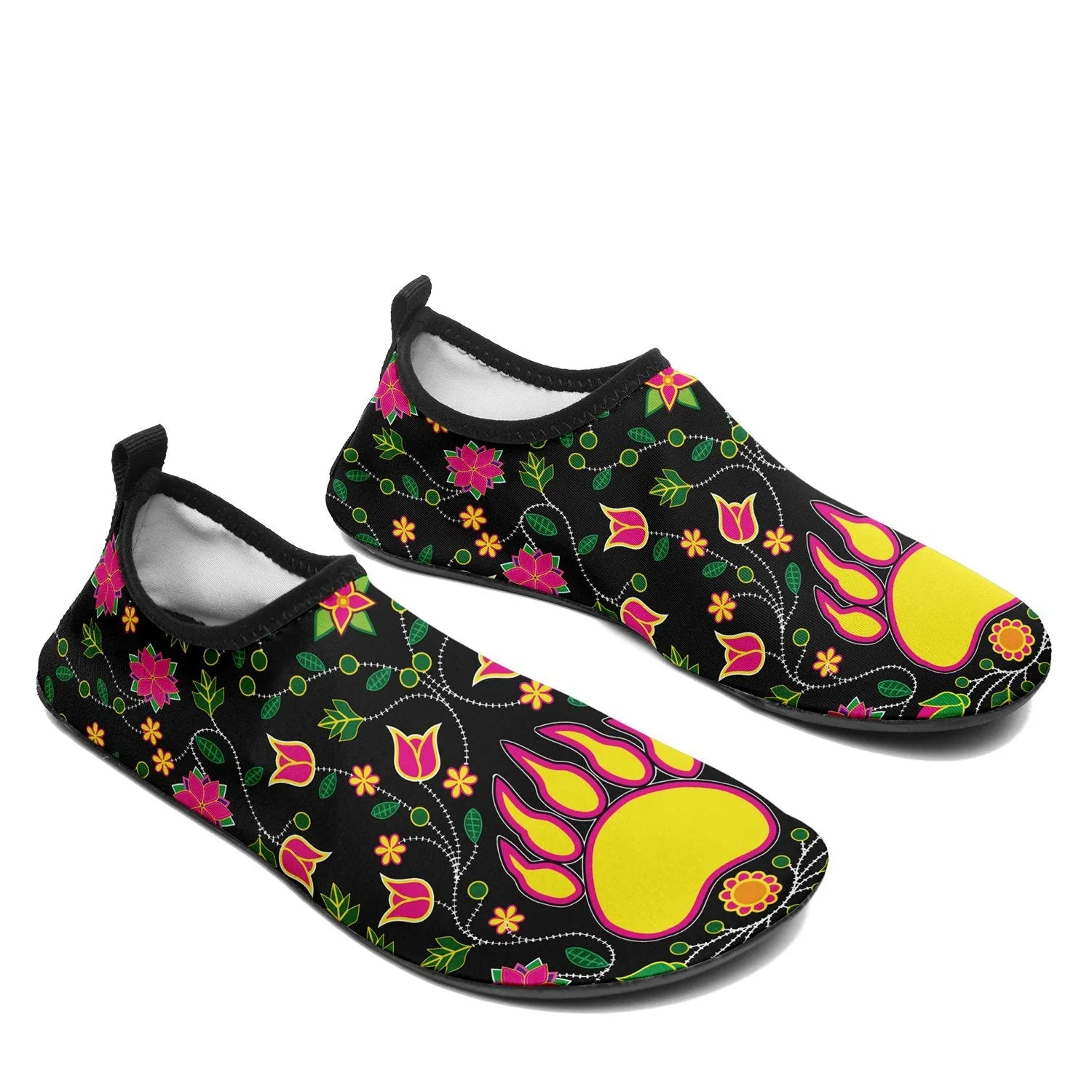 Floral Bearpaw Pink and Yellow Sockamoccs Slip On Shoes