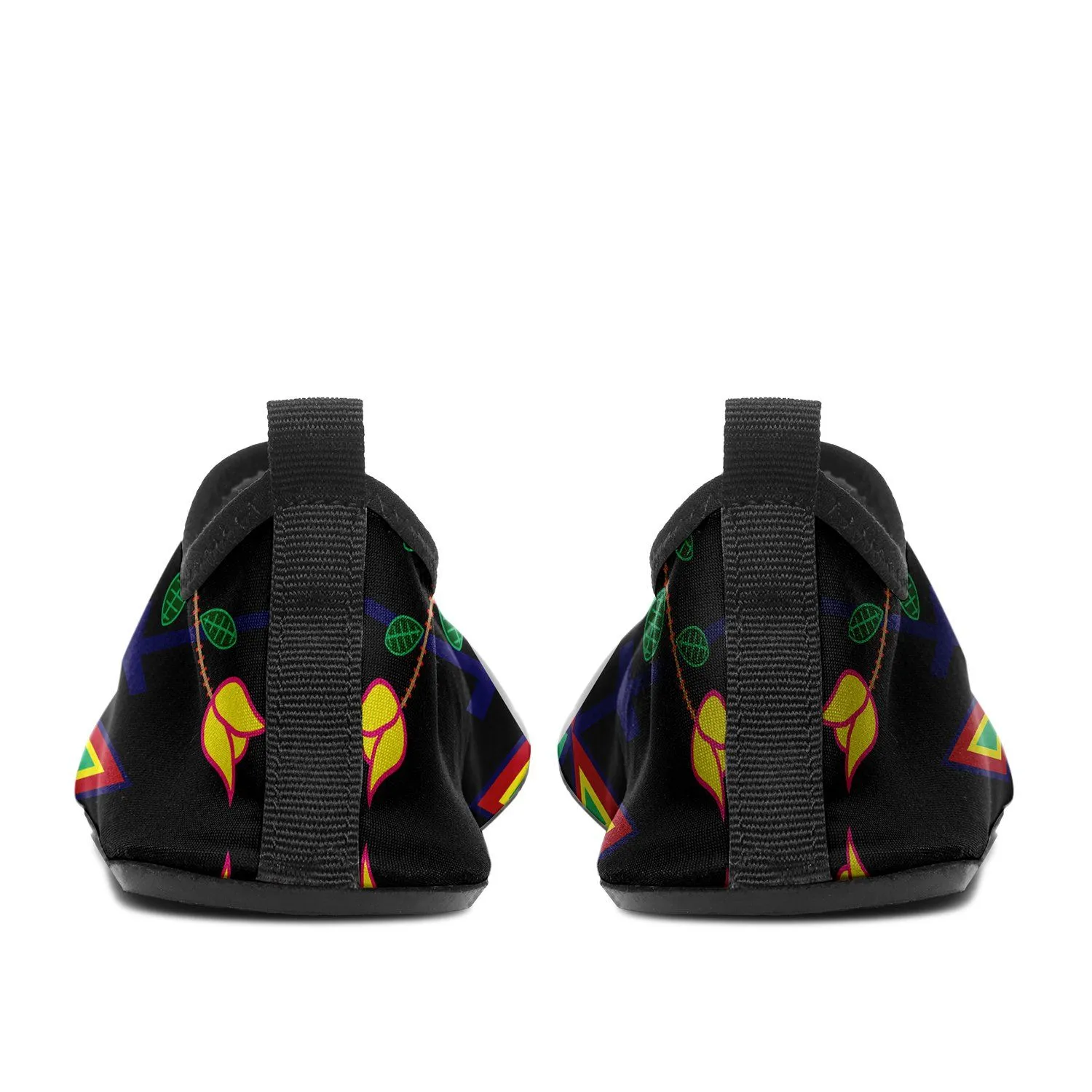 Geometric Floral Spring Black Sockamoccs Kid's Sockamoccs Slip On Shoes