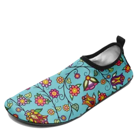 Heartbeat Petals Turquoise Kid's Sockamoccs Slip On Shoes