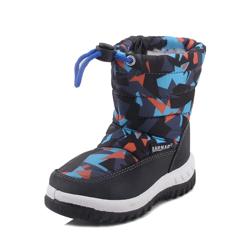 Kids Fashion Printed Warm Fur long Zipper Boots