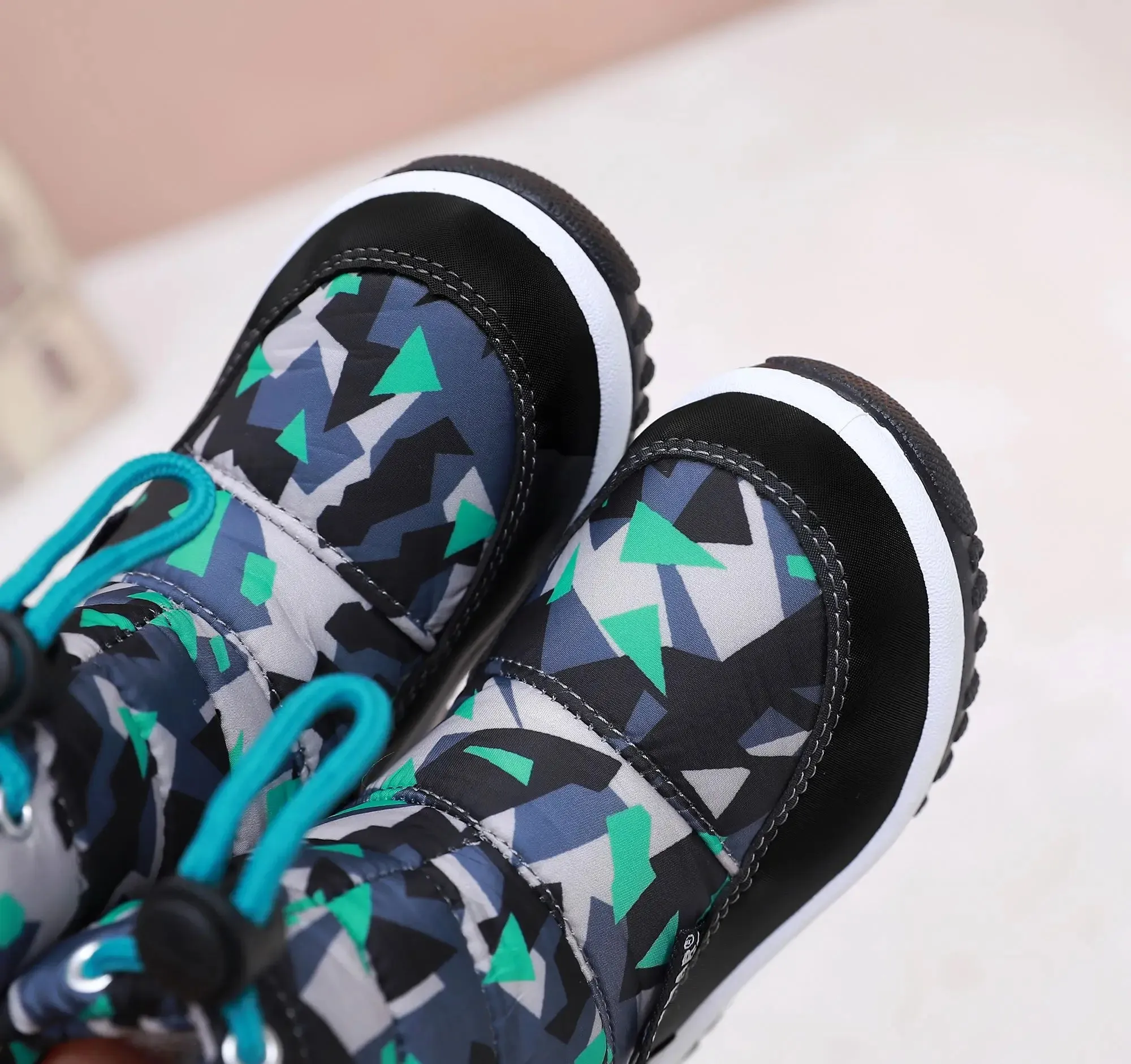 Kids Fashion Printed Warm Fur long Zipper Boots