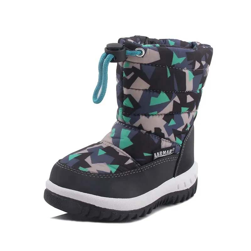 Kids Fashion Printed Warm Fur long Zipper Boots