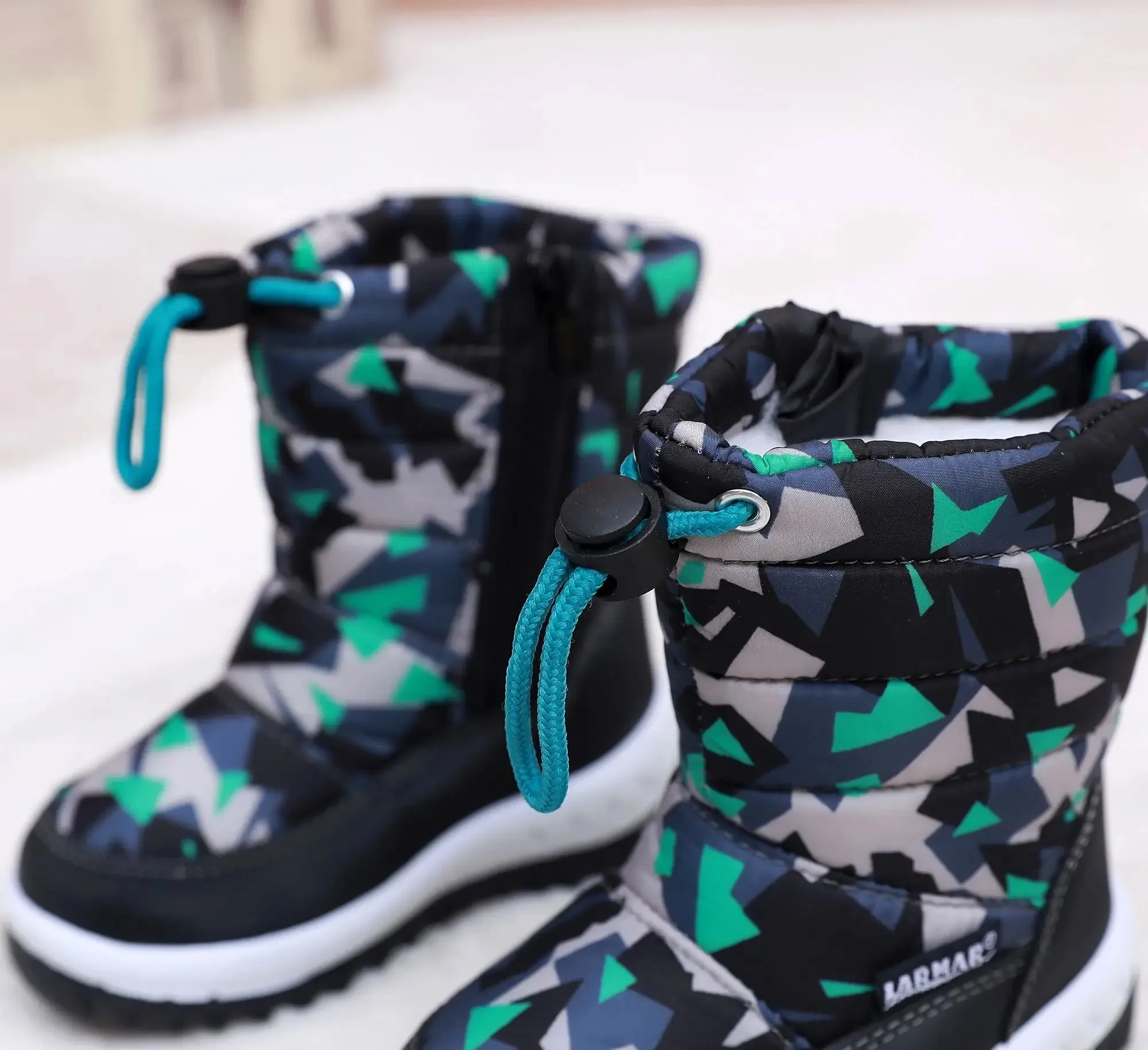 Kids Fashion Printed Warm Fur long Zipper Boots