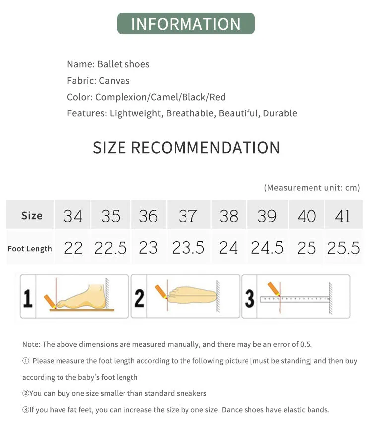 Low Heel Canvas Ballet Shoes Soft Sole Practice Dance Shoes