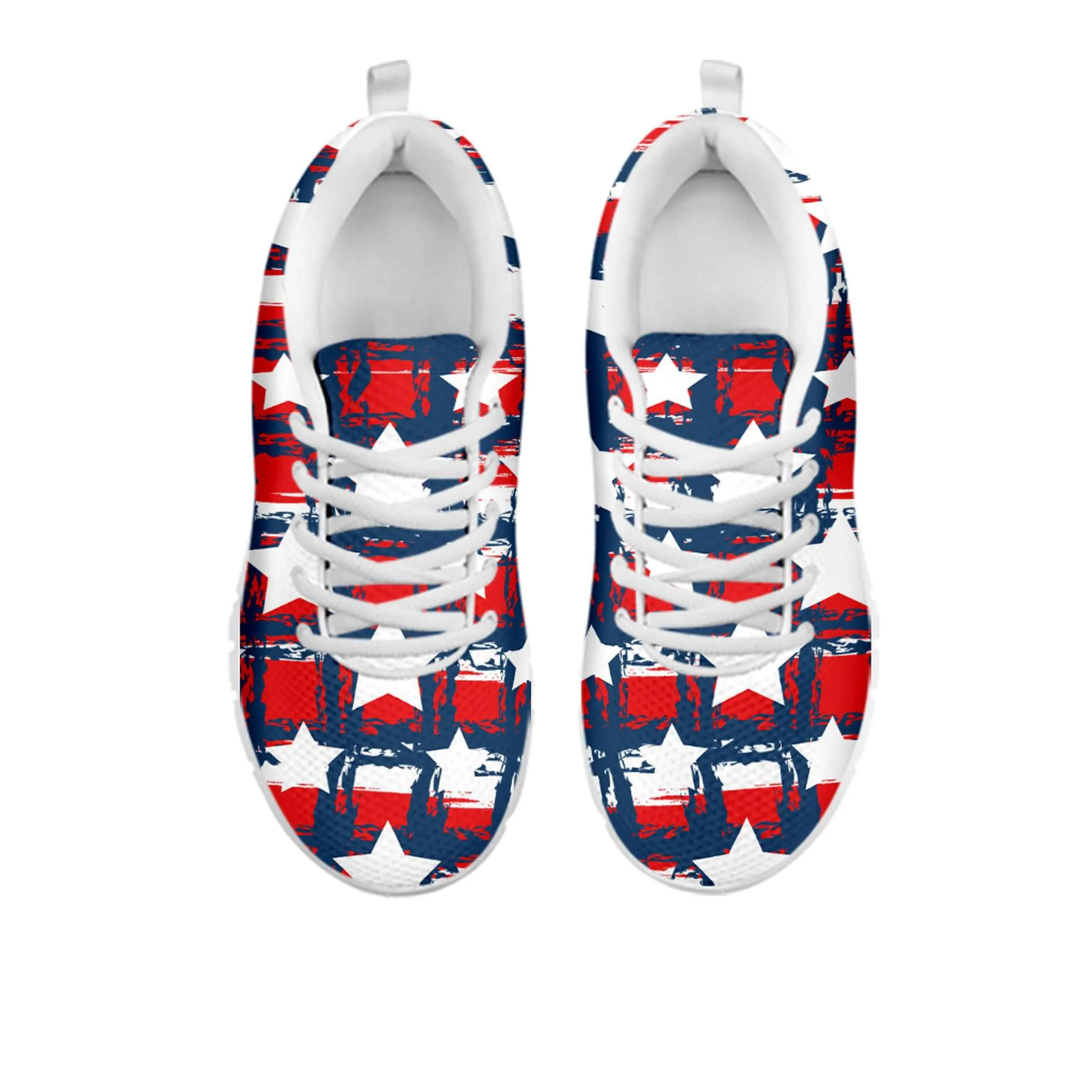 Patriotic USA Red White and Blue Plaid with Stars Running Shoes