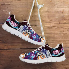 R2-D2 and BB-8 As Friends Blue/Pink Running Shoes
