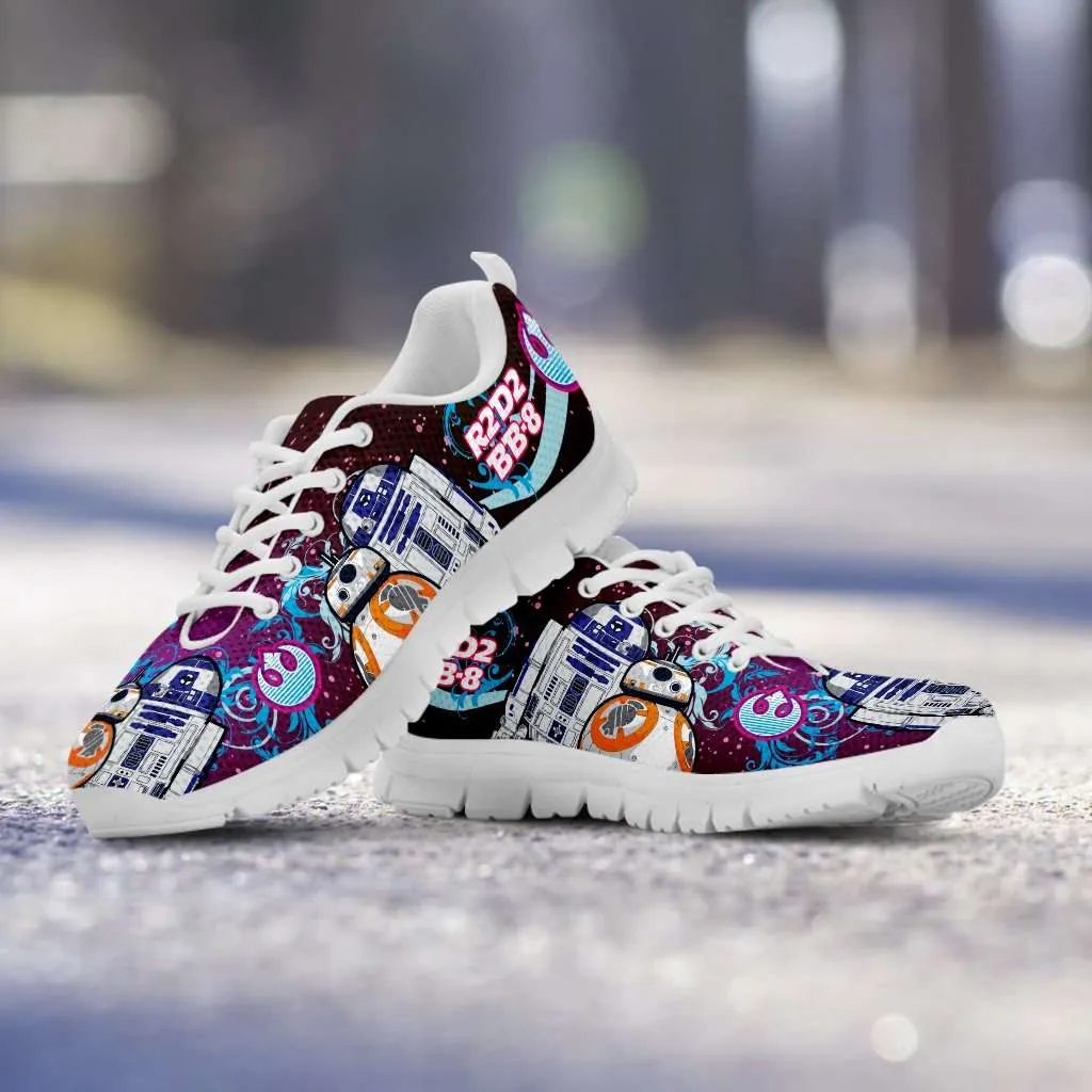 R2-D2 and BB-8 As Friends Blue/Pink Running Shoes