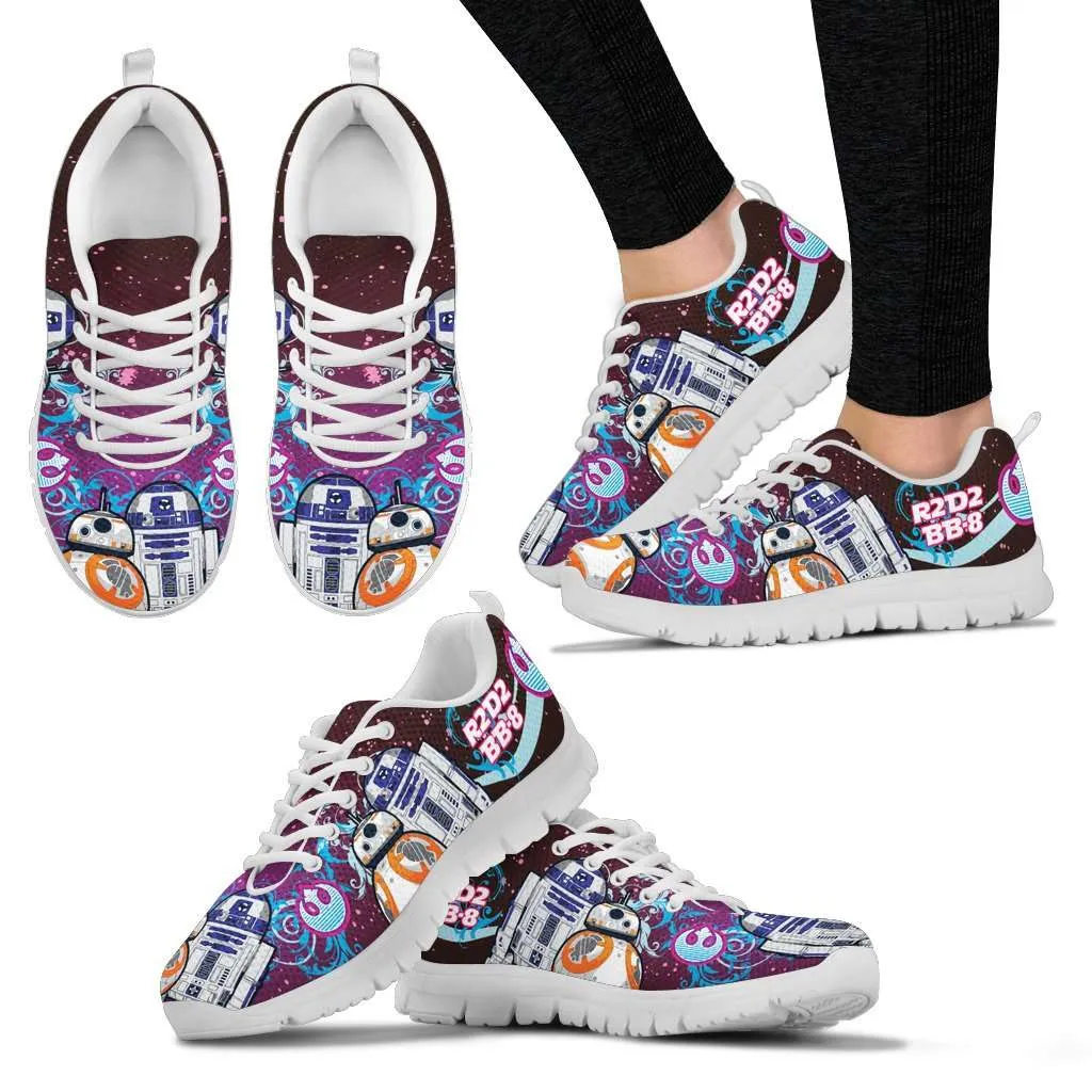 R2-D2 and BB-8 As Friends Blue/Pink Running Shoes