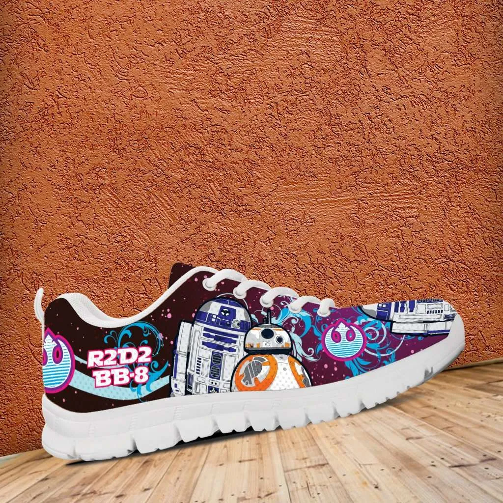 R2-D2 and BB-8 As Friends Blue/Pink Running Shoes