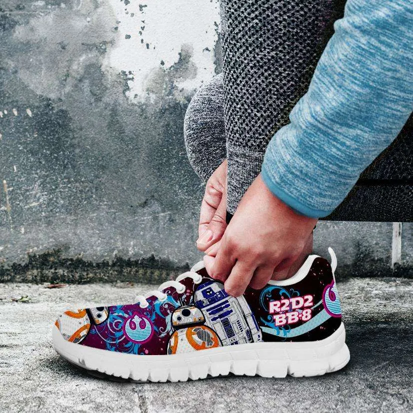 R2-D2 and BB-8 As Friends Blue/Pink Running Shoes