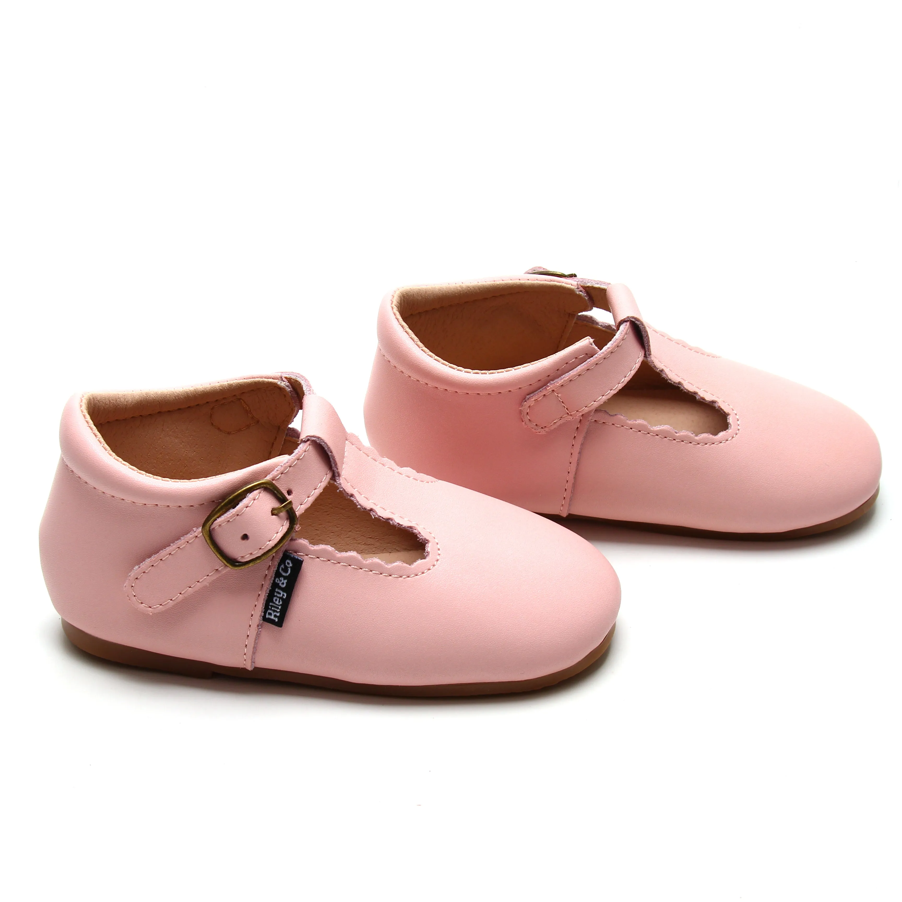 Riley T-Straps - Scalloped - Sweet Pink