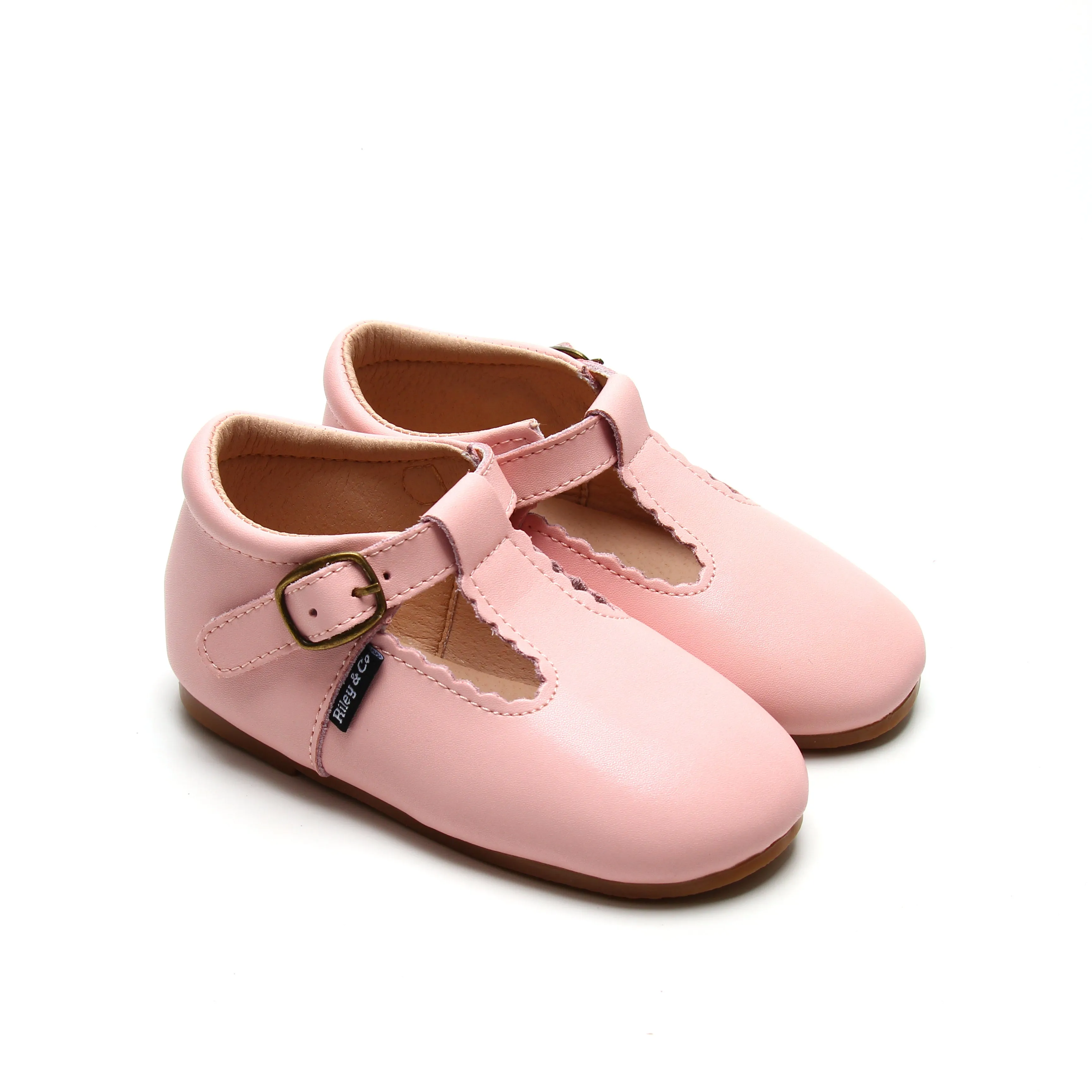 Riley T-Straps - Scalloped - Sweet Pink