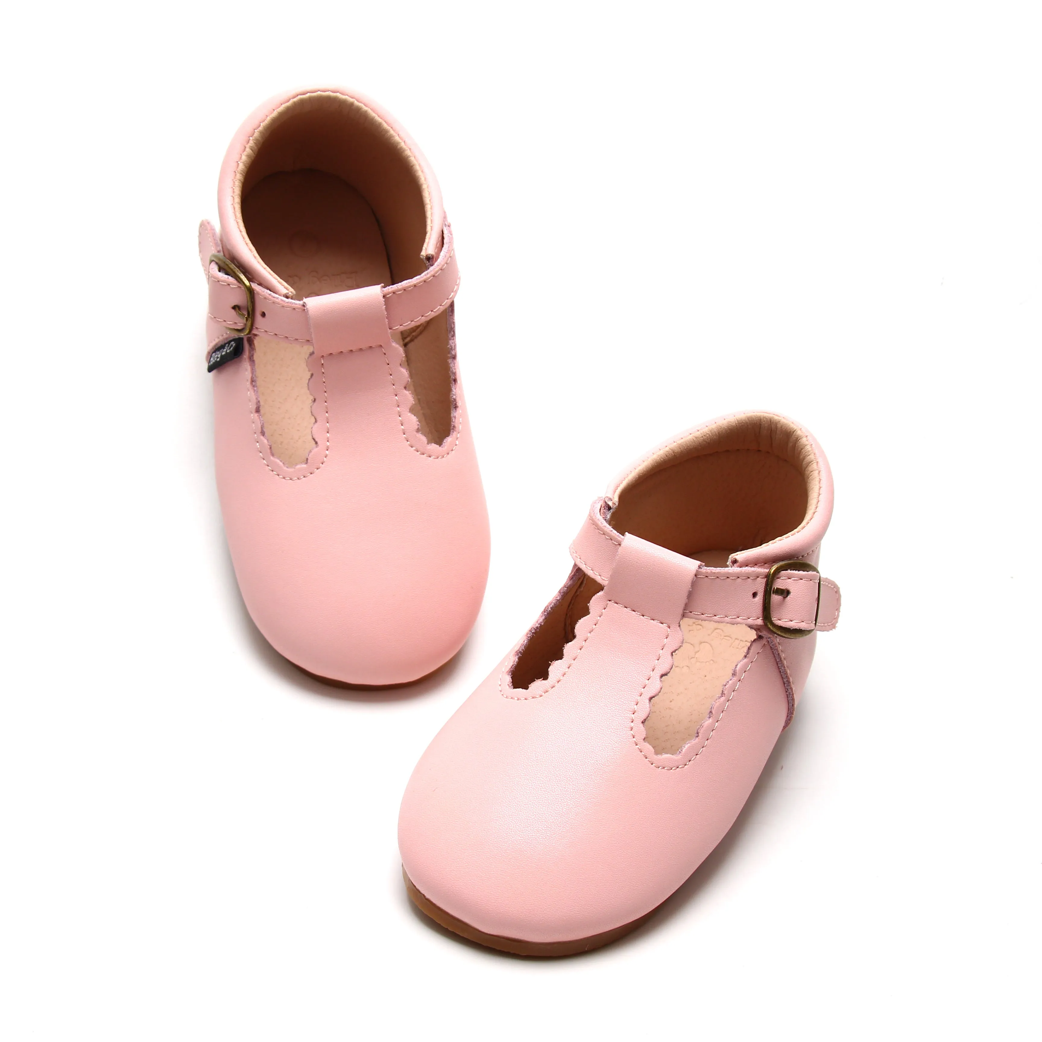 Riley T-Straps - Scalloped - Sweet Pink