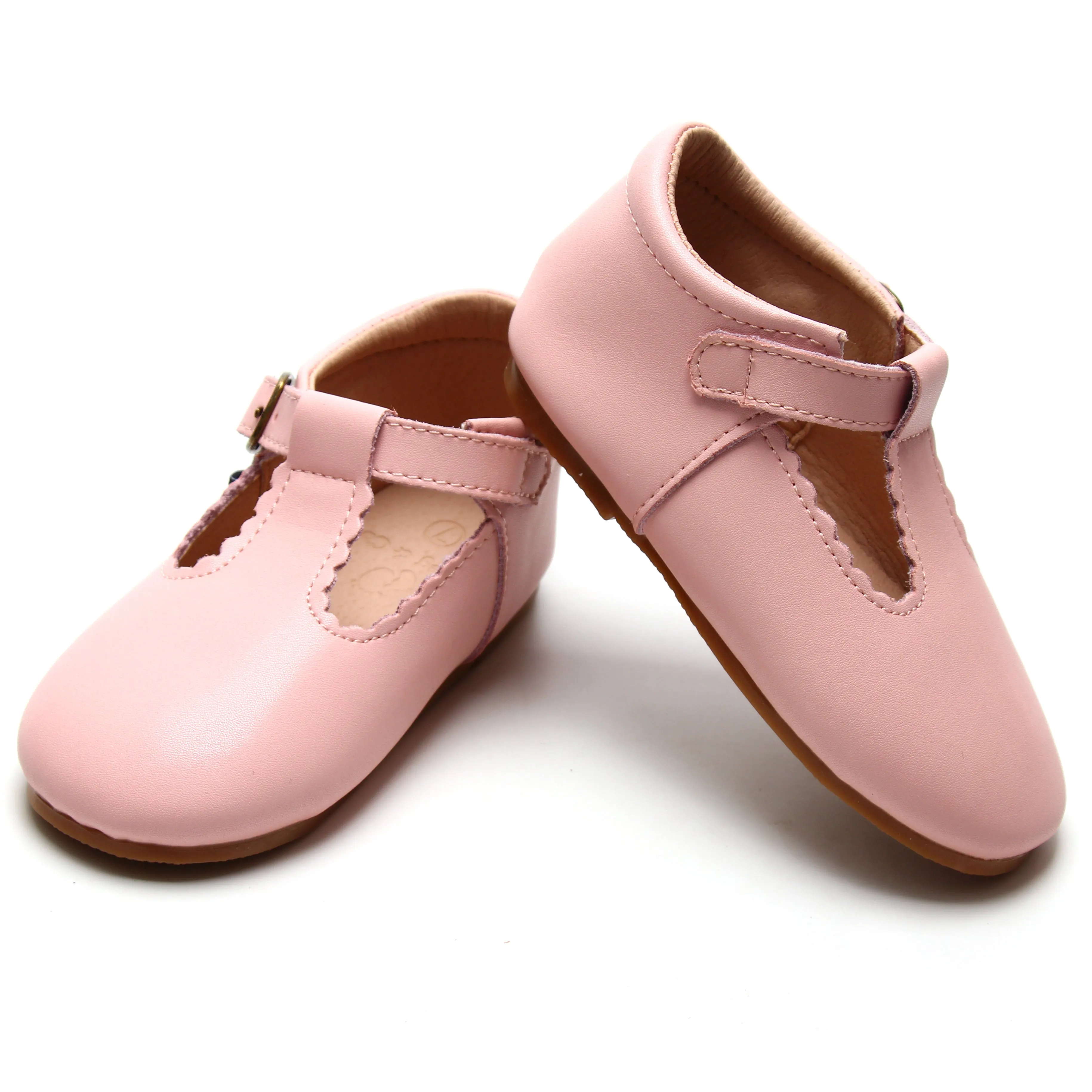 Riley T-Straps - Scalloped - Sweet Pink