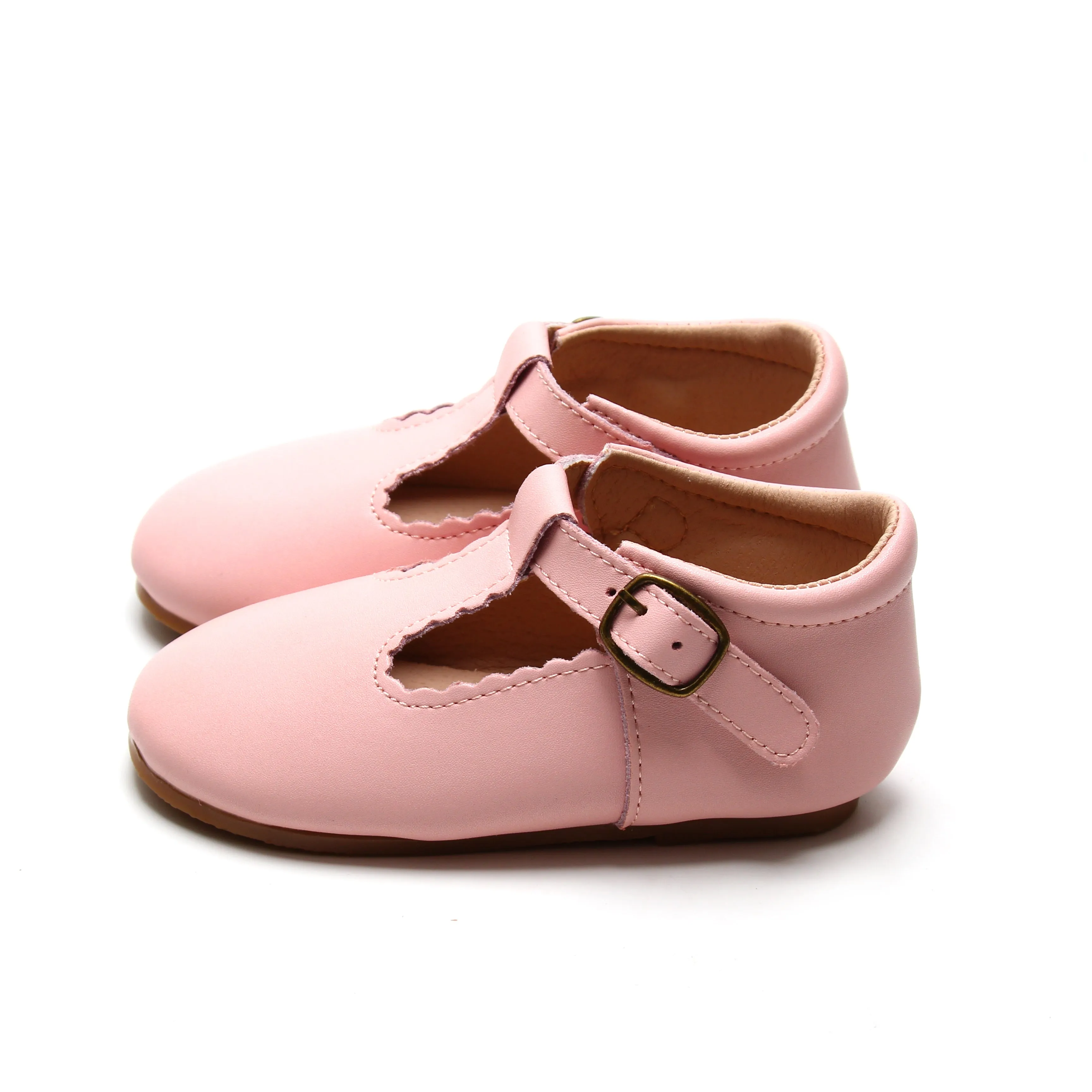 Riley T-Straps - Scalloped - Sweet Pink