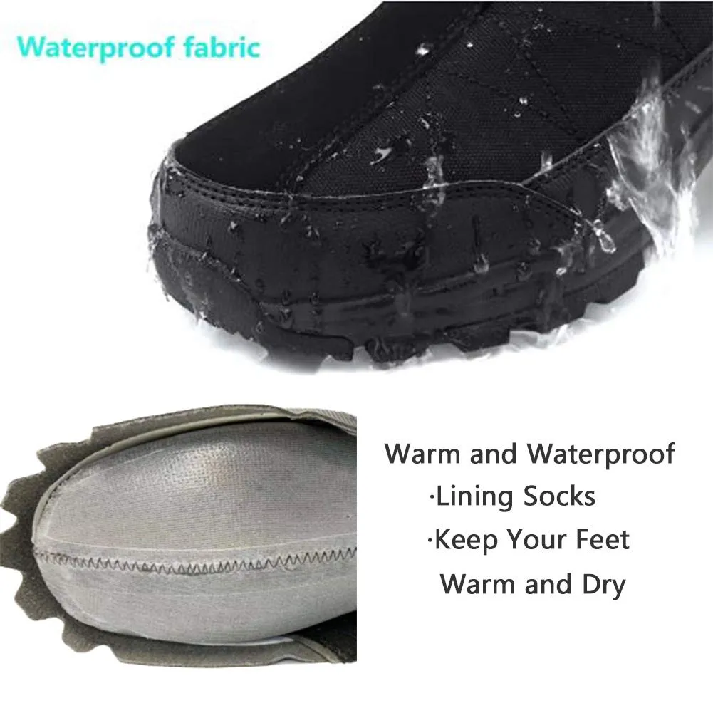 SILENTCARE Men's Warm Snow Boots, Fur Lined Waterproof Winter Shoes, Anti-Slip Lightweight Ankle Boot (10 M US, Black)