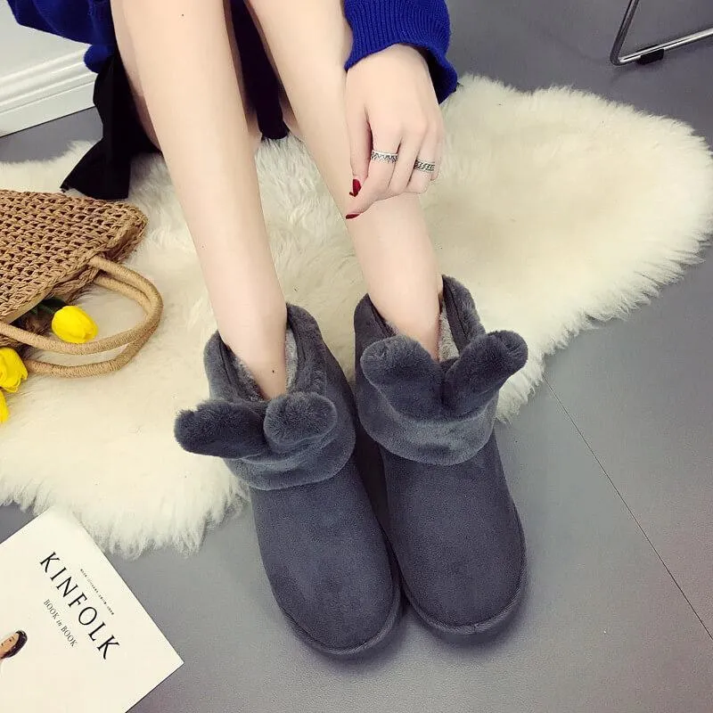 Snow Fur Cute Leather Boots