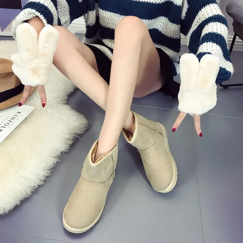 Snow Fur Cute Leather Boots