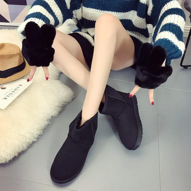 Snow Fur Cute Leather Boots
