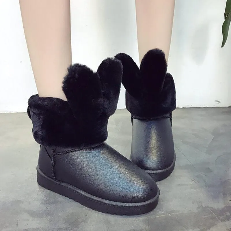 Snow Fur Cute Leather Boots